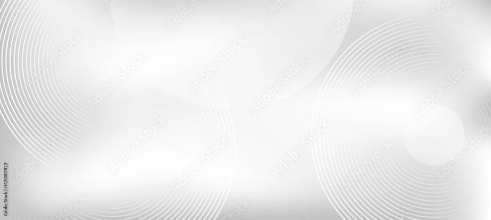 Fototapeta premium White abstract background with layered circular line patterns. Suitable for presentations, technology themes, or professional branding visuals.