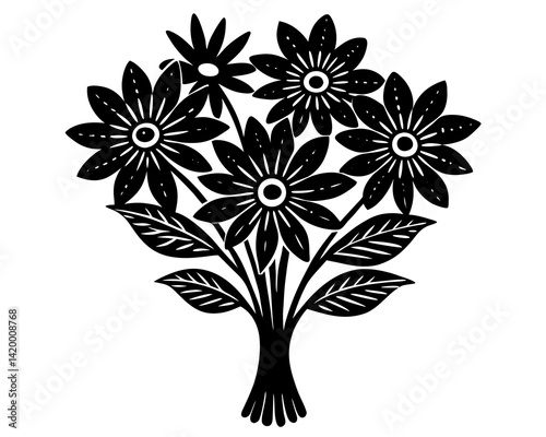 Beautiful Flower bouquet vector silhouette illustration isolated on white background