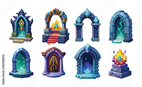 Magic Portal Icon – Sorcery Fairy Tale Door Arch for Witchcraft & Game Design – Vector Element