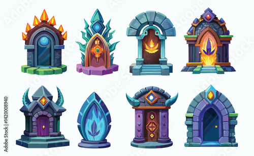 Magic Portal Icon – Sorcery Fairy Tale Door Arch for Witchcraft & Game Design – Vector Element