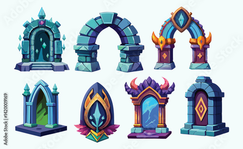 Magic Portal Icon – Sorcery Fairy Tale Door Arch for Witchcraft & Game Design – Vector Element