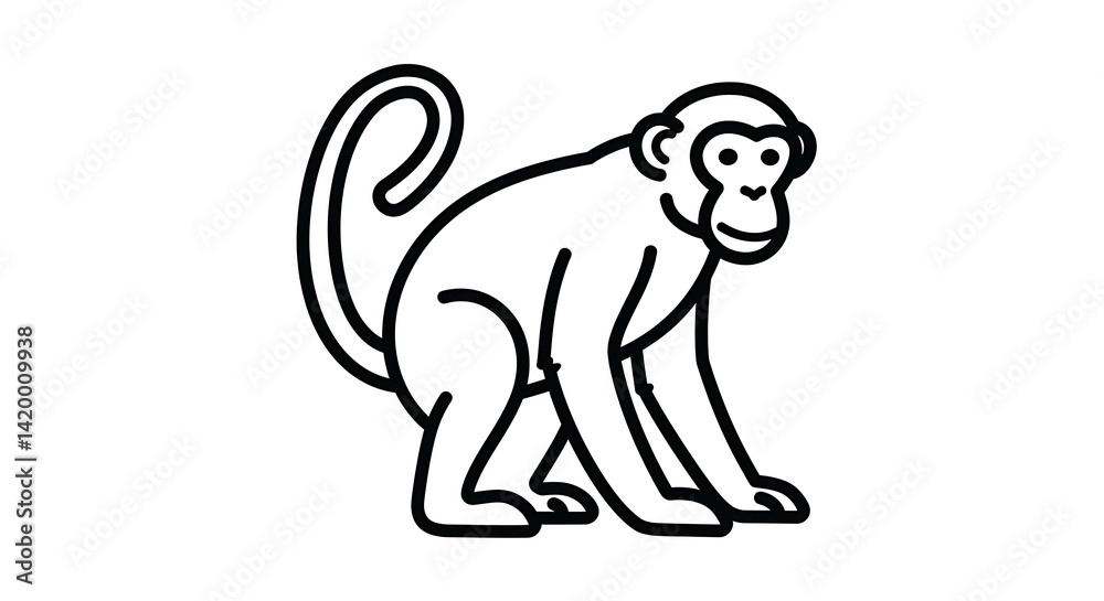 Monkey Line Art Illustration Monkey Line Art Illustration