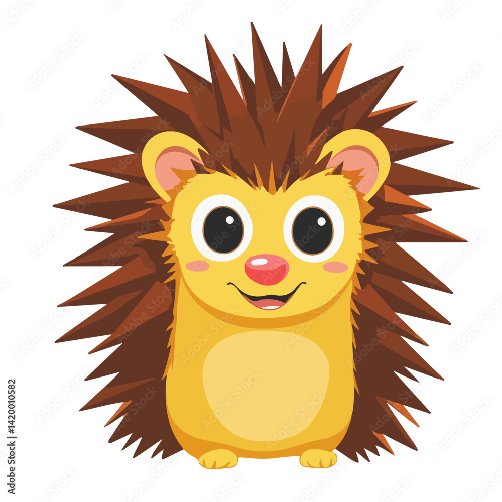 Fototapeta premium Cute hedgehog funny vector white background