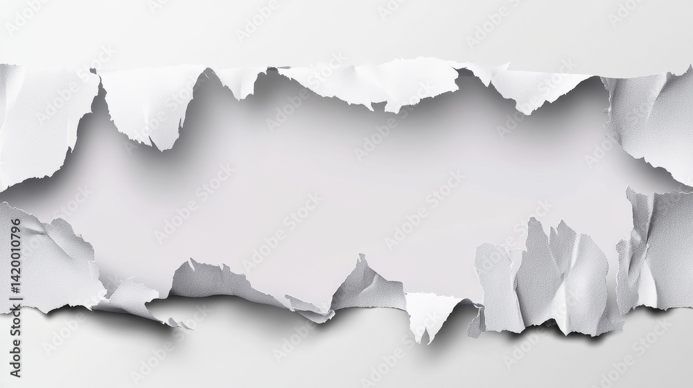 Obraz premium Ripped paper banner with a blank center area.