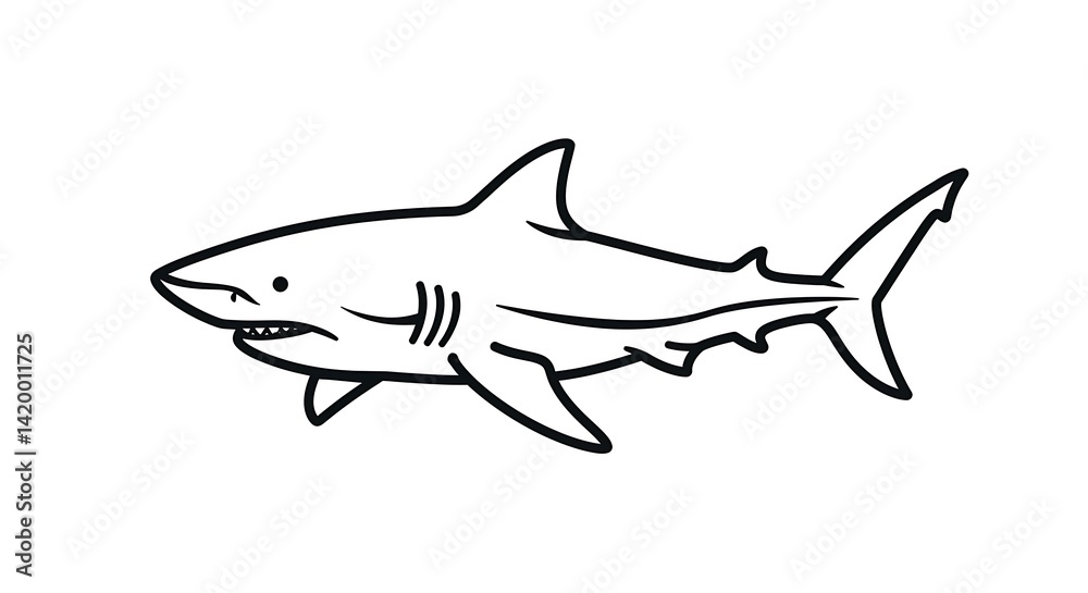 Obraz premium Shark Line Drawing
