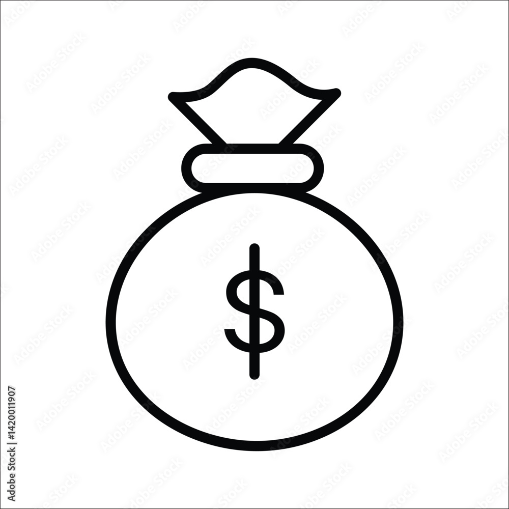 Money Bag Icon – Finance, Savings, Investment Symbol in Line Style Money Bag Icon – Finance, Savings, Investment Symbol in Line Style