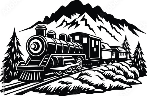 black and white steam train with smoke trails