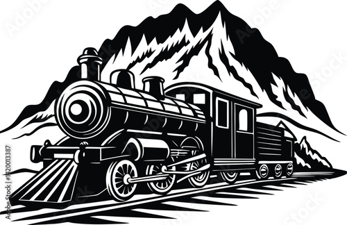 black and white steam train with smoke trails
