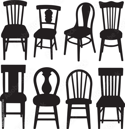 the set of furniture items silhouette victor design isolated on the white background.