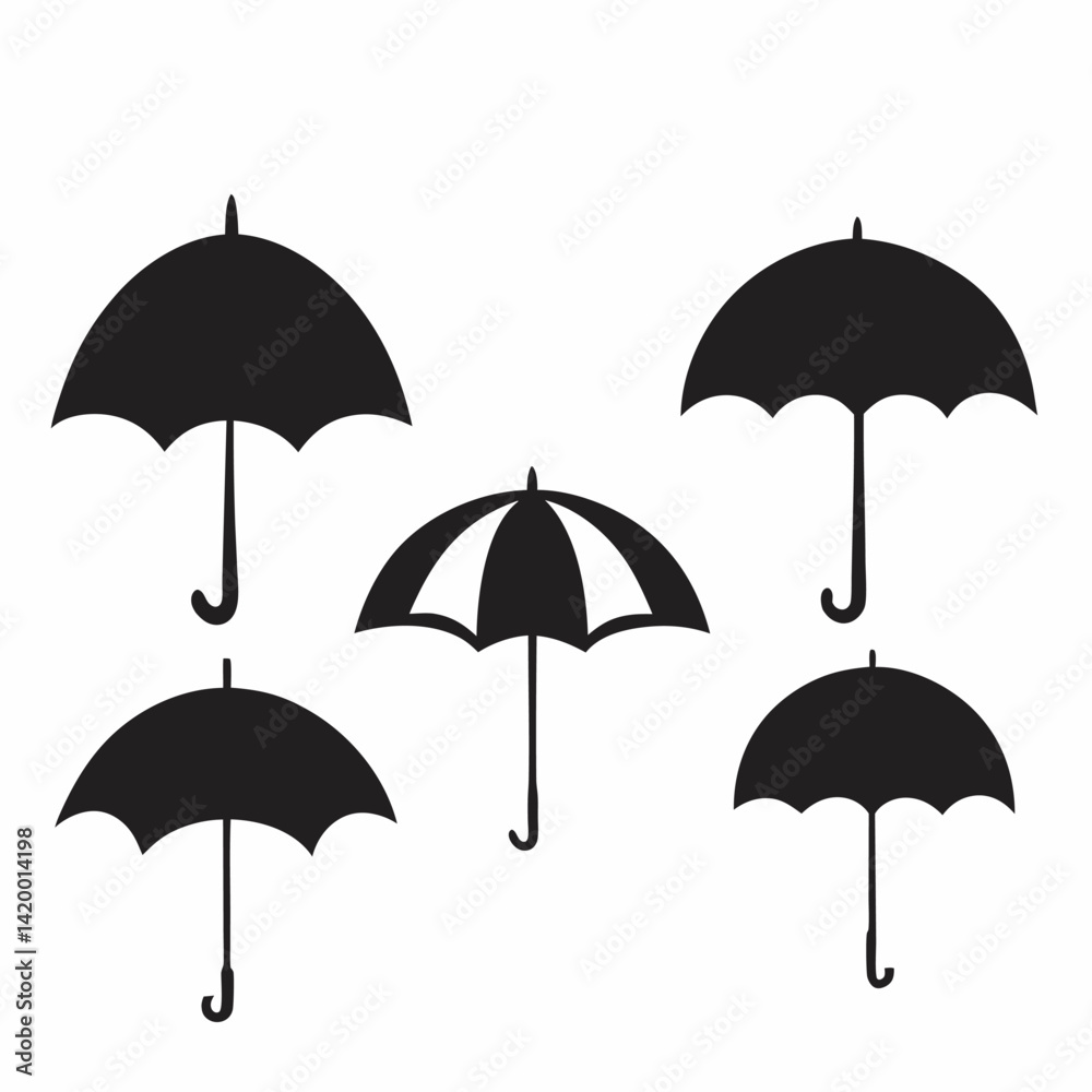 Umbrella vector silhouettes set Umbrella vector silhouettes set
