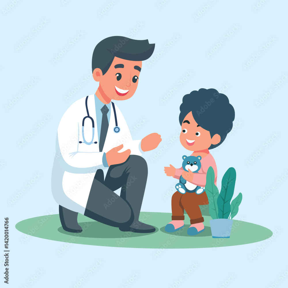 Doctor and patient flat vector, healthcare consultation illustration, medical checkup scene, hospital visit, cartoon doctor, clinic appointment concept, healthcare vector art design Doctor and patient flat vector, healthcare consultation illustration, medical checkup scene, hospital visit, cartoon doctor, clinic appointment concept, healthcare vector art design