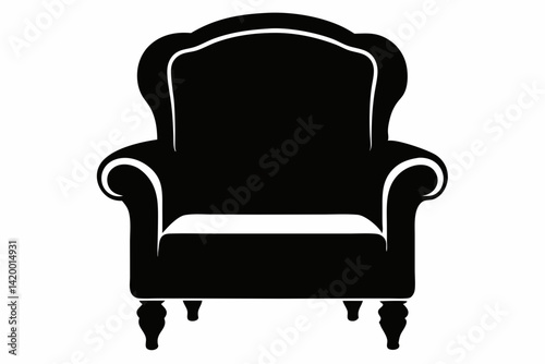 Armchair Black Silhouette Vector Illustration