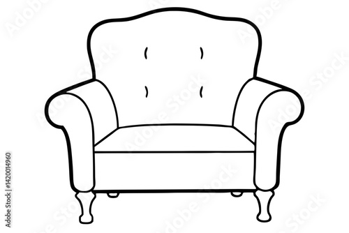 Armchair Line Art Vector Illustration