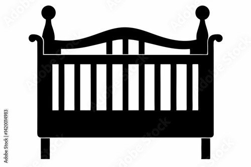 Baby Crib Black Silhouette Vector Illustration