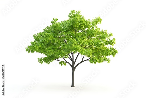 3D Model of a Maple Tree Sapling, Isolated on White Background