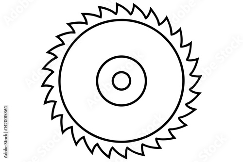 Circular Saw Blade Line Art Vector Illustration