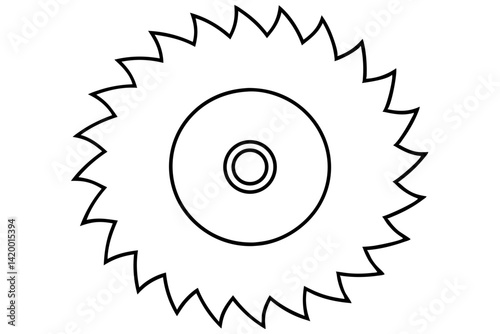 Circular Saw Blade Line Art Vector Illustration