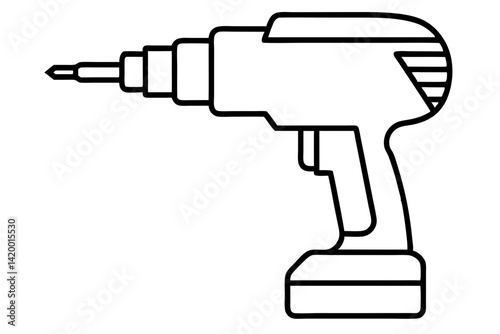 Cordless Screwdriver Line Art Vector Illustration