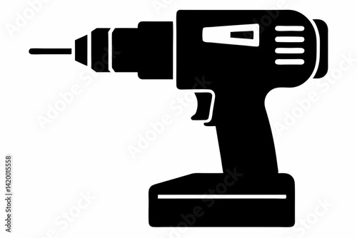 Cordless Screwdriver Silhouette Vector Illustration