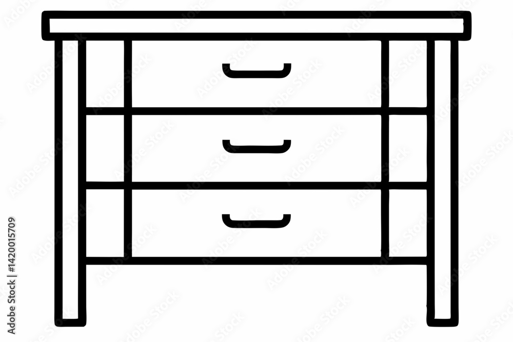 Desk Drawer Unit Line Art Vector Illustration Desk Drawer Unit Line Art Vector Illustration