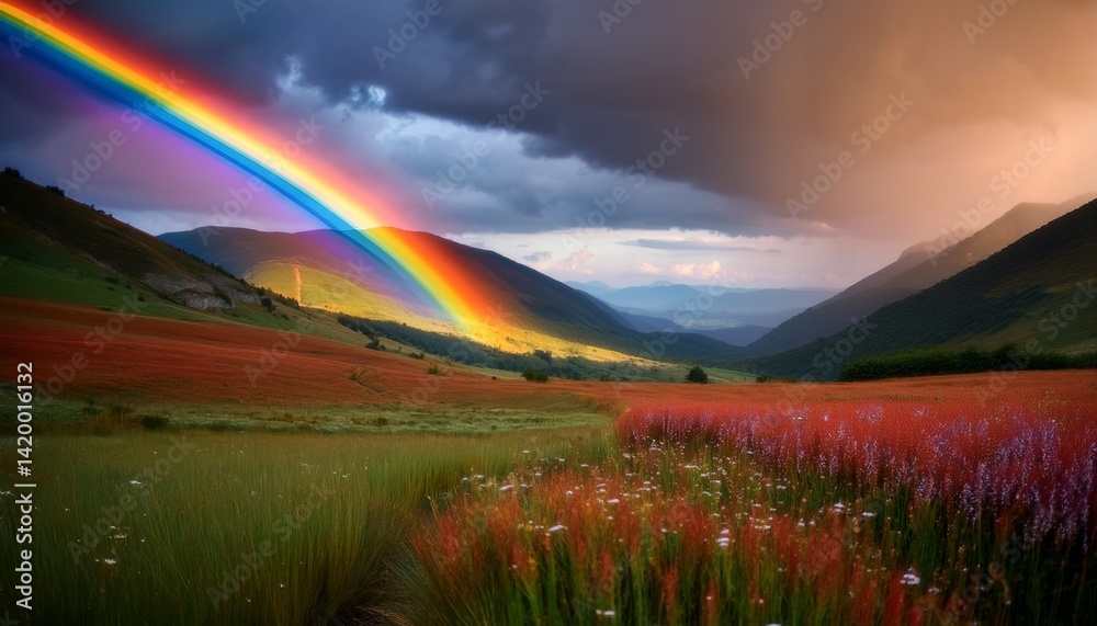 Obraz premium The rainbow bridges the gap between worlds.