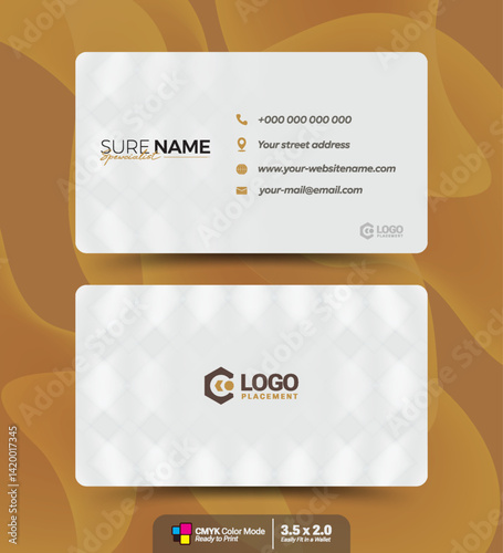 luxury white business card design template with abstract geometric element