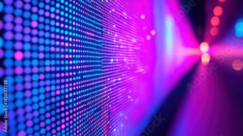 A vibrant array of illuminated dots and colored light streaks
