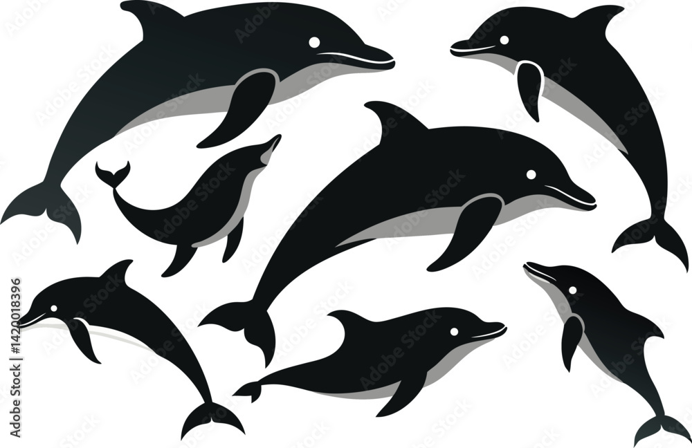Obraz premium dolphin silhouette set.