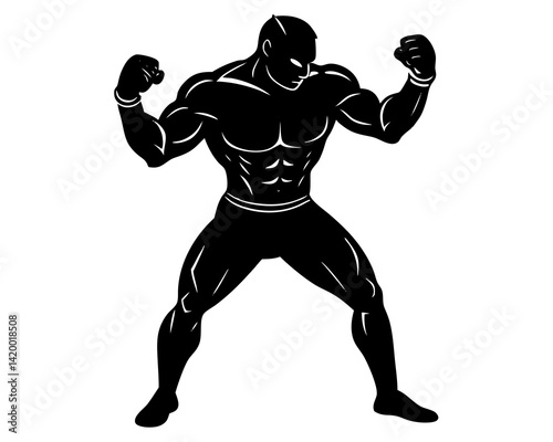 A strong boxer vector silhouette illustration isolated on white background