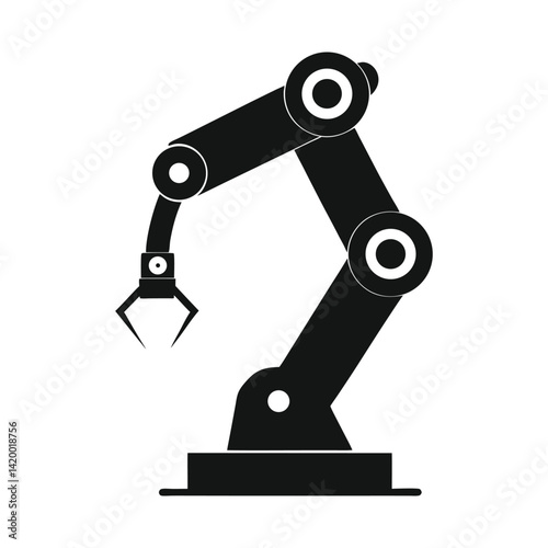 black robot arm design on white background