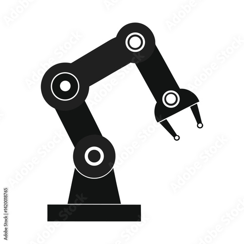 black robot arm design on white background