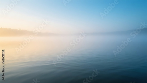 Wallpaper Mural Lake with Morning Mist Torontodigital.ca