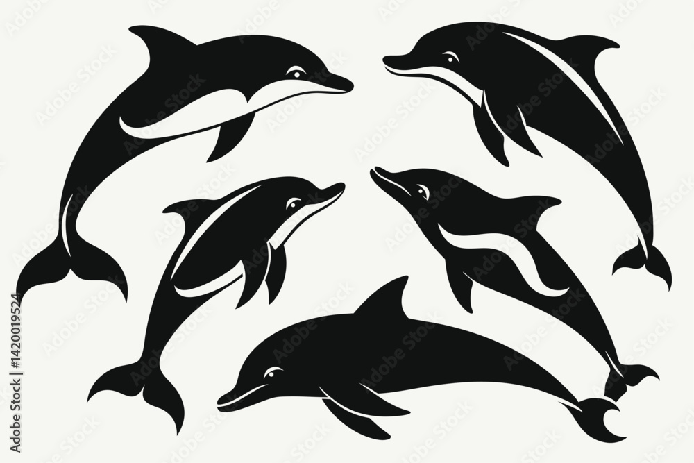 Obraz premium dolphin silhouette set.