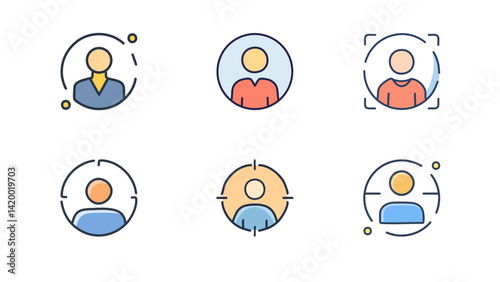 User profile line icon with circular head and curved shoulders