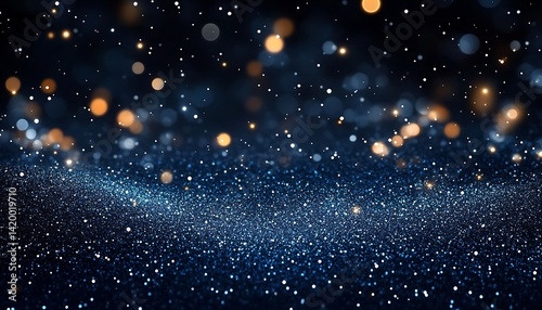 Glittering Universe of Lights: An enchanting starry nightscape of scattered sparkling lights and blurry orbs, forming an evocative dreamy composition and a dark atmospheric background.