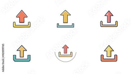 A simple line icon of an upward arrow above a horizontal baseline, which represents an upload
