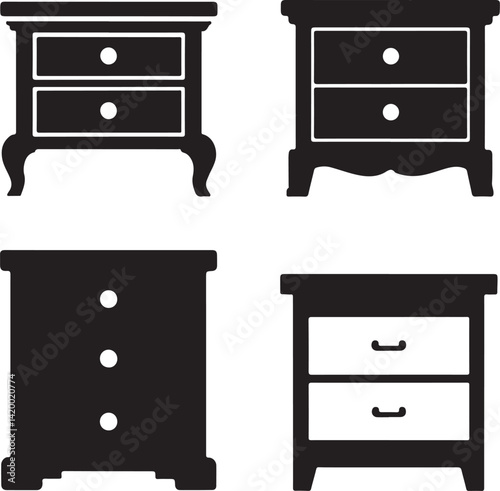 the set of furniture items silhouette victor design isolated on the white background.