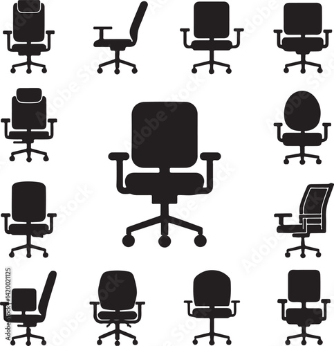 the set of furniture items silhouette victor design isolated on the white background.