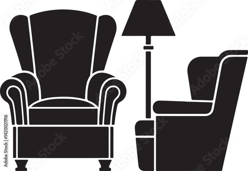 the set of furniture items silhouette victor design isolated on the white background.