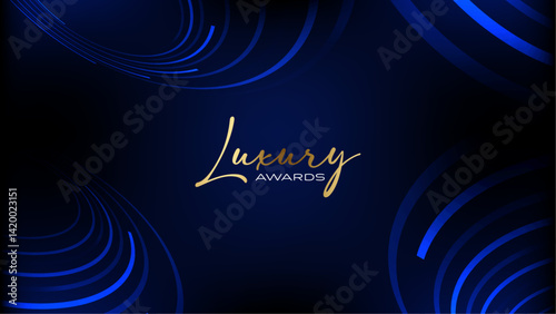 Blue and Gold Award Background. Creative Concept Template. Classy Premium Wedding Card. Grand Luxury Decorative Banner for Wedding and Birthday. Premium Congratulations Card. Event Invitation.
