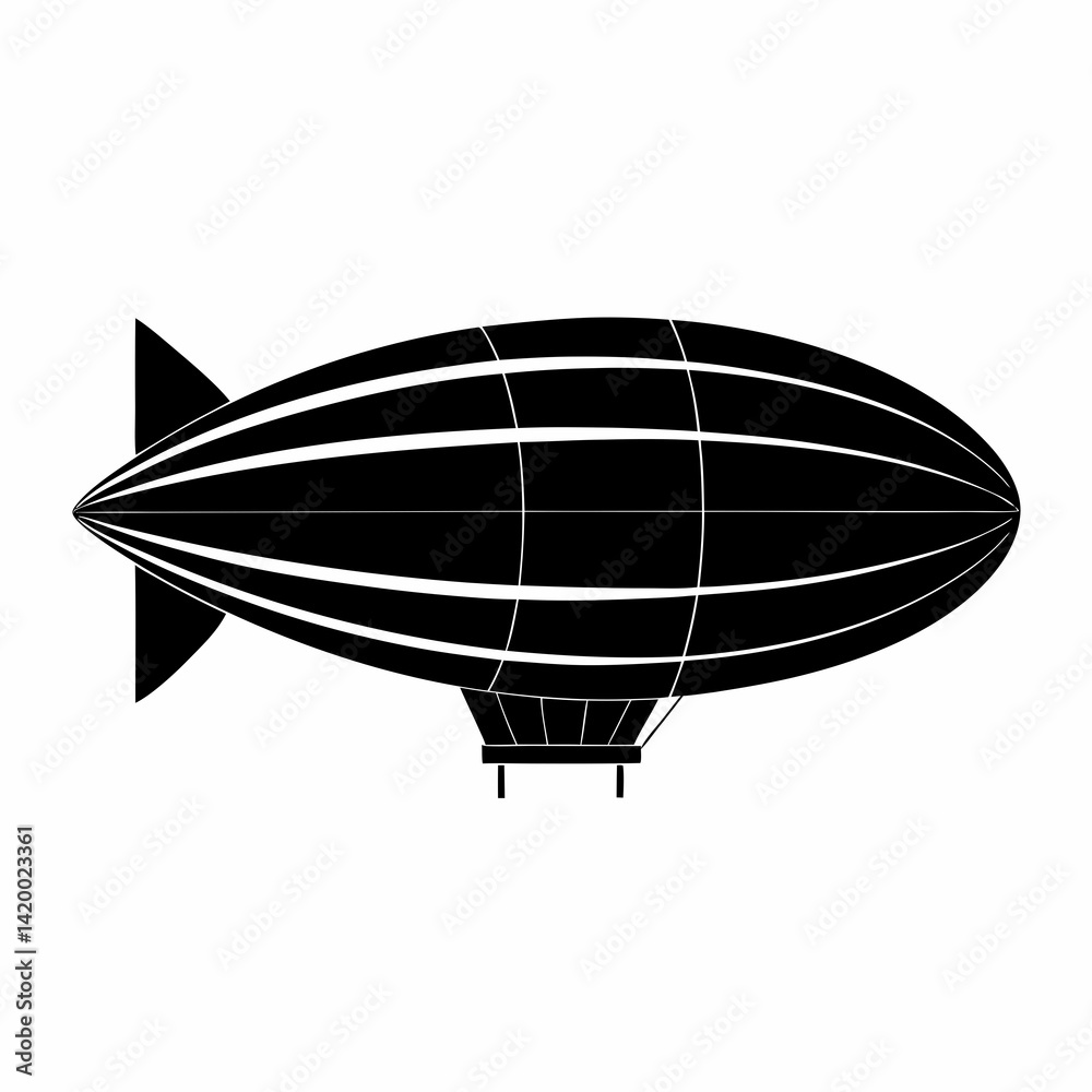 Fototapeta premium Airship Diagram silhouette vector black on white background