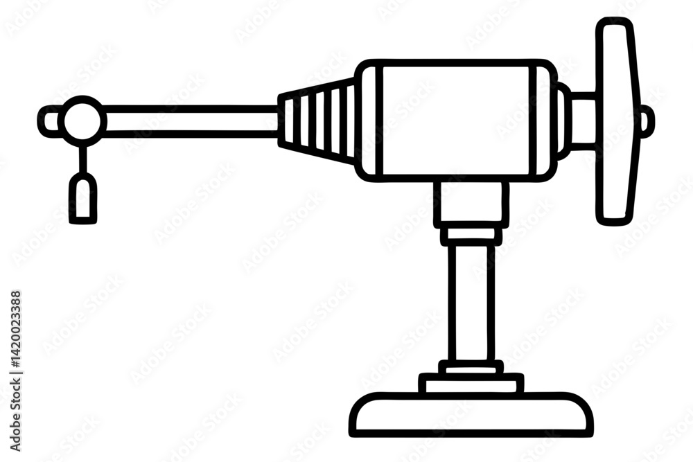 Drill Press Line Art Vector Illustration Drill Press Line Art Vector Illustration