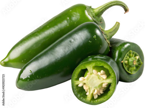 Fresh Green Jalapeno Peppers with Glossy Vibrant Texture
