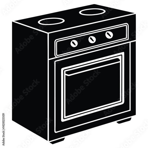 Isolated Black Vector oven WIith White Background