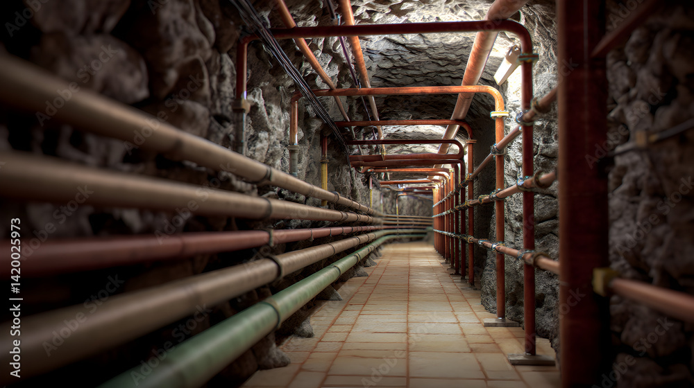 Underground Industrial Pipeline System in Rock Tunnel Underground Industrial Pipeline System in Rock Tunnel