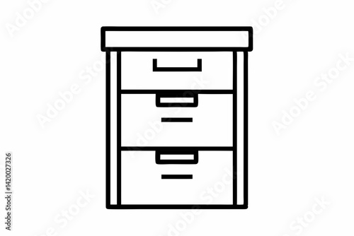 Filing Cabinet Line Art Vector Illustration