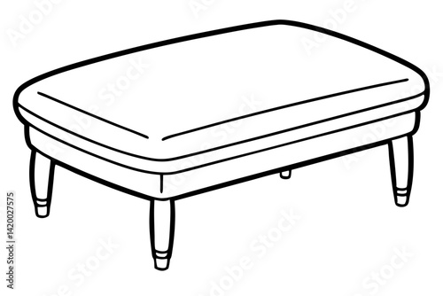 Footstool Line Art Vector Illustration