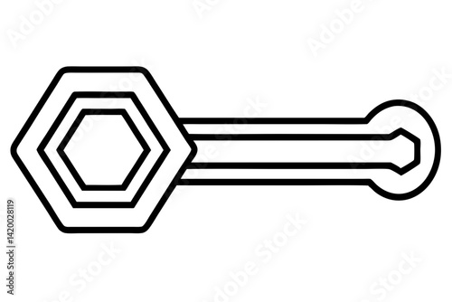 Hex Key Set Line Art Vector Illustration