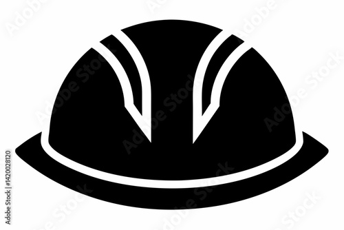 Hard Hat Black Silhouette Vector Illustration