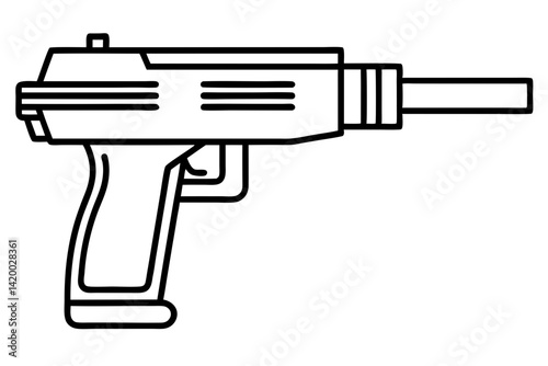 Nail Gun Line Art Vector Illustration